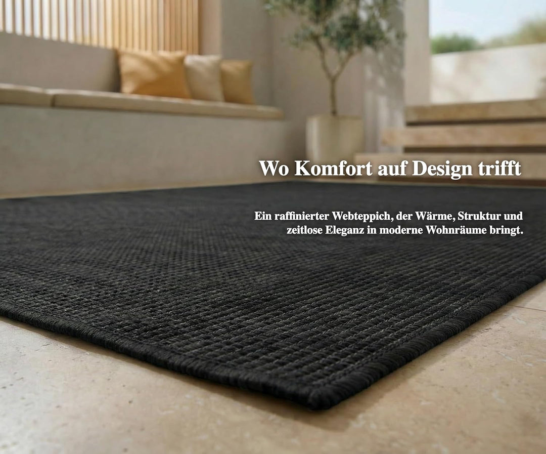 Jimri In- &amp; Outdoor Teppich - Wetterfester Teppich für Balkon, Terrasse, Garten, Wohnzimmer, Küche -