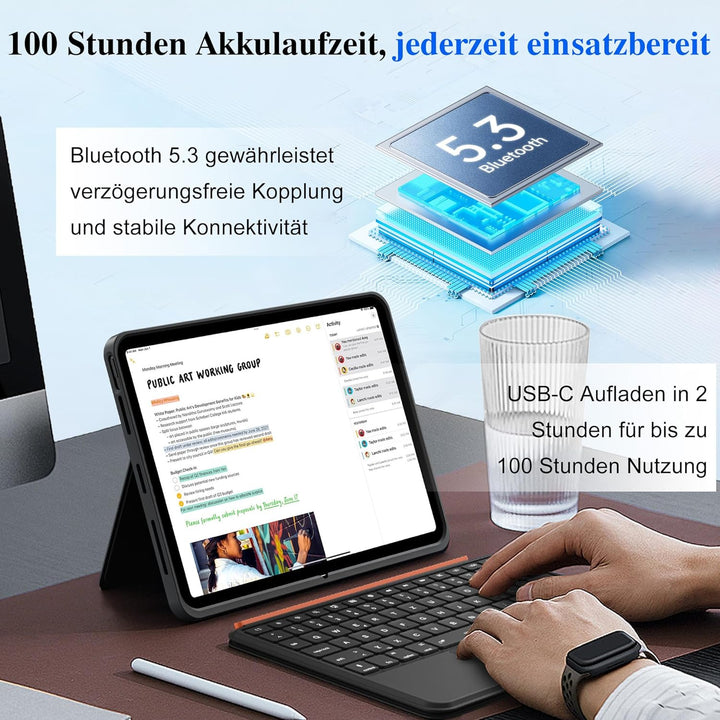 WIWU iPad Tastatur Hülle für Air 11 Zoll M4 A16/10 Gen Magnetische Abnehmbare Tasche Tastatur Stände