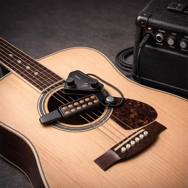 Gitarren-Tonabnehmer, 12 Löcher, magnetischer akustischer Tonabnehmer mit Lautstärke-Tuner-Set, Musi