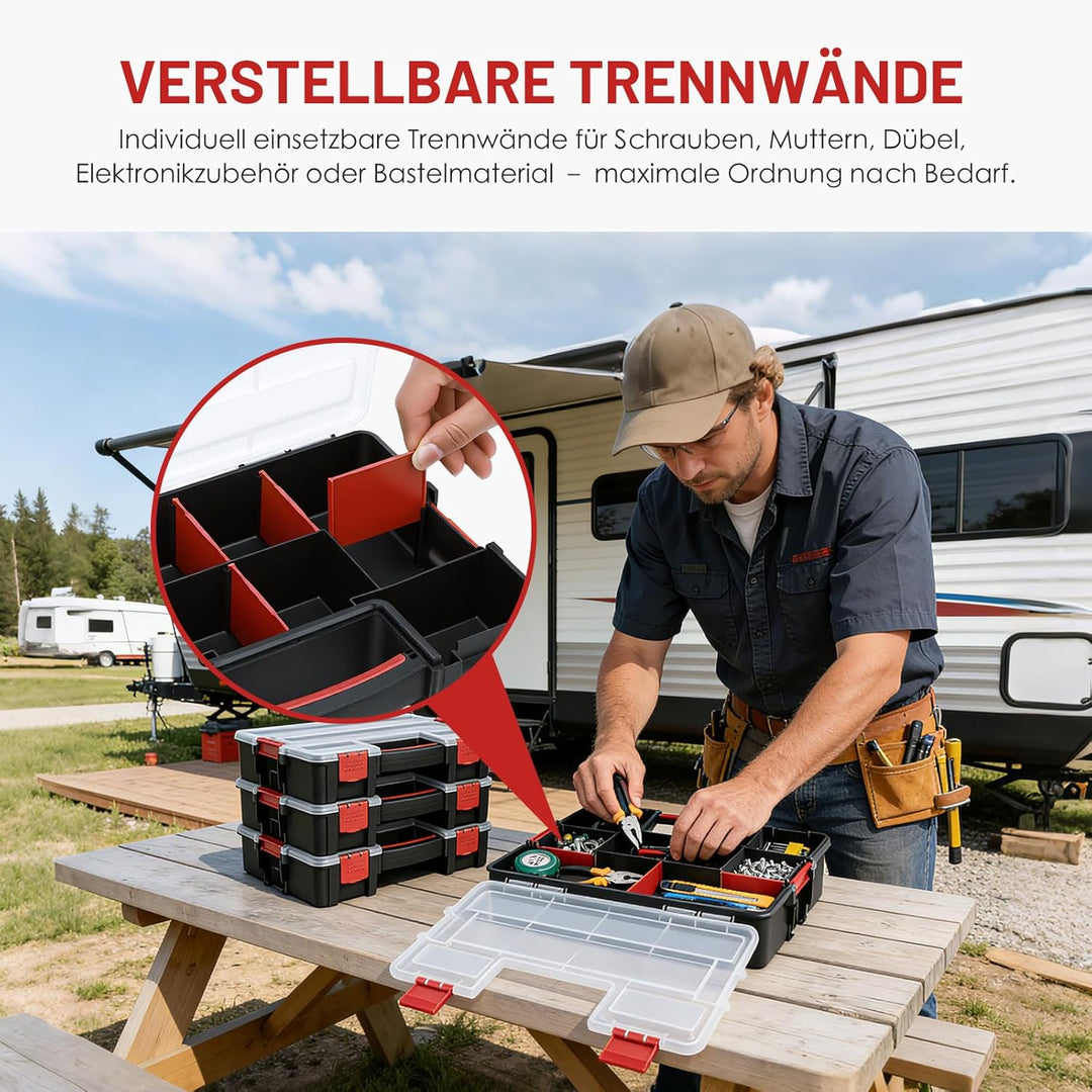 Famuka Sortimentskasten Set-3-stufiger Werkzeugkasten-Werkstatt Garage Haushalt Kleinteile Organizer