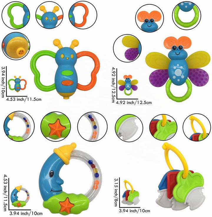 fiouni Baby Rassel Beissring Spielzeug Set Babys Erste Rasseln Babys Erstes Spielzeug Geschenkset fü