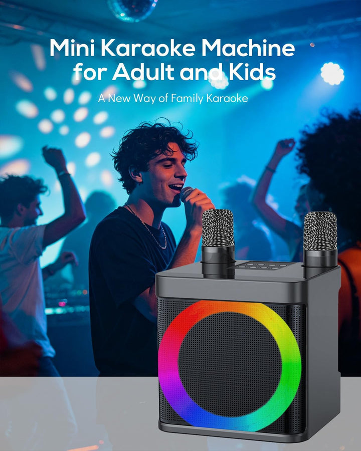 Karaoke Maschine, Karaoke Box mit 2 mikrofonen für Erwachsene und Kinder