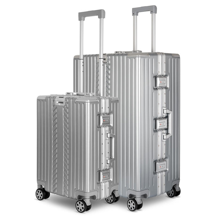 WINLIFE SPARSET M+XL Reisekoffer Alu-Rahmen mit ABS & TSA Nummern-Schloss Handgepäck M(53cm)+Checkin