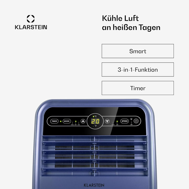 Klarstein Mobile Klimaanlage mit Abluftschlauch, 4-in-1 Klimagerät mit Ventilator, Luftentfeuchter &