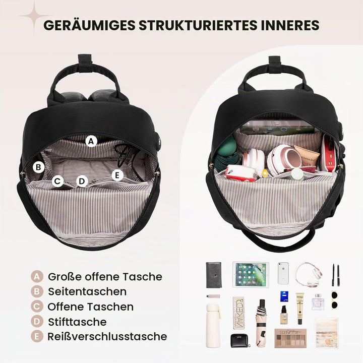 LOVEVOOK 13,3 Zoll Rucksack Damen Klein, Wasserdicht Cityrucksack Handtasche 2 in 1, Mini Tasche Day