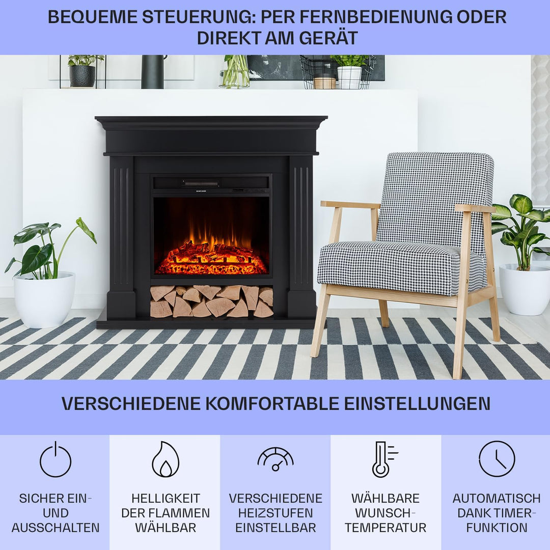 Klarstein Elektrokamin, Elektro Heizungen für Wohnzimmer & Innenräume, Elektrischer Kamin mit LED Fl