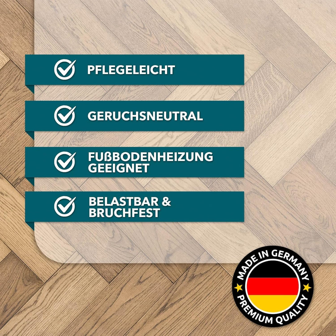 Floordirekt Bürostuhlunterlage Bodenschutzmatte - Bodenmatte Stuhlunterlage - Transparent - Stärke: