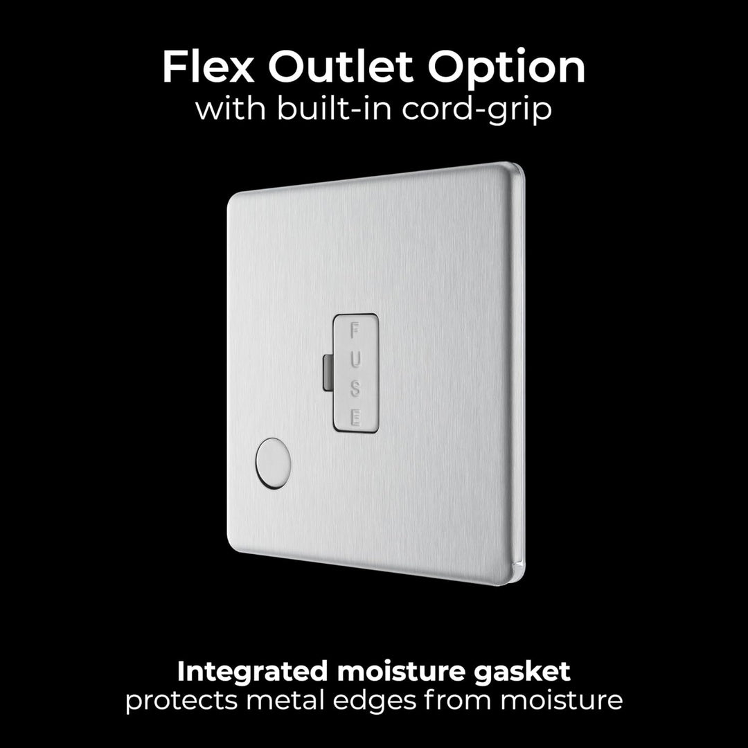 BG Electrical FBS55 ungeschaltete abgesicherte Sporen-Anschlusseinheit mit Flexausgang, doppelpolig,