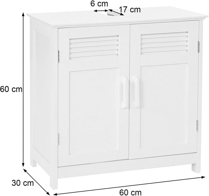 Mendler Waschbeckenunterschrank HWC-A85, Badschrank 60x60x30cm - weiss, Weiss