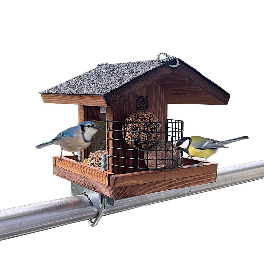 STAFECO® Vogelfutterhaus Vogelhaus für Balkon wetterfest Futterhaus Handarbeit Gartenvögel im Garten