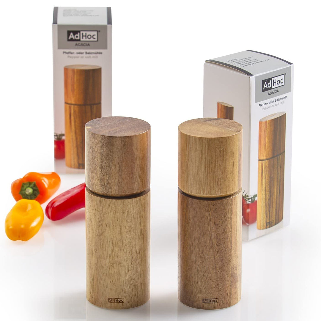 AdHoc Gewürzmühlen Geschenk-Set | hochwertige Pfeffermühle und Salzmühle ACACIA klein | langlebiges