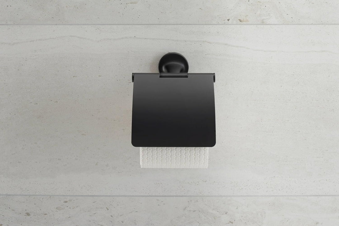 Duravit Papierrollenhalter Starck T, für 1 Rolle, Wandmontage, Schwarz Matt mit Deckel für 1 Rolle S