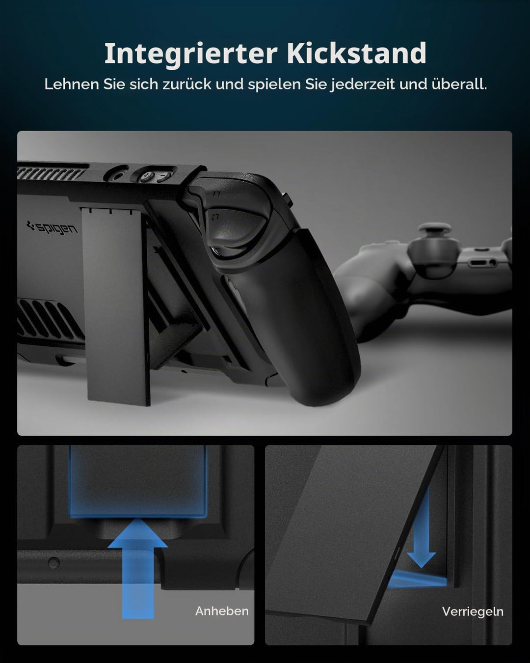 Spigen Thin Fit Pro Hülle mit Ständer Entwickelt für Steam Deck LCD (2022) / Steam Deck OLED (2023)