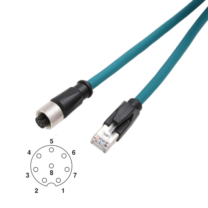 HangTon Ethernet Kabel M12 A-kodiert 8 Pin Buchse auf RJ45 Cat-7e Patchkabel für Industrie Aktor Sen