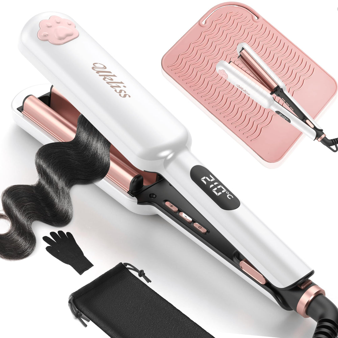 UKLISS Welleneisen, Pro Mini Welleneisen für Haare, Lockenstab Grosse Locken Geeignet für Anfänger,