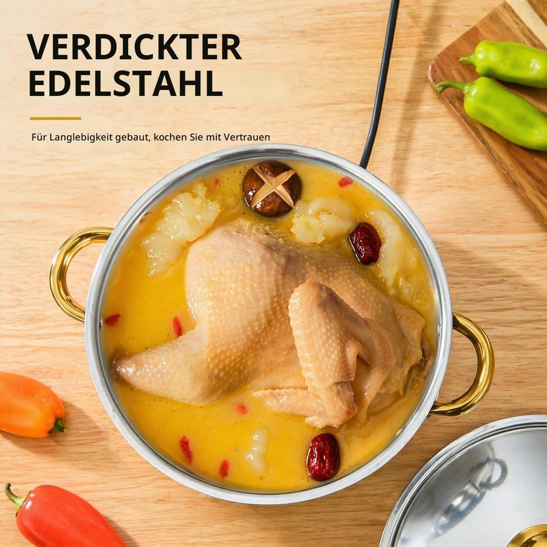 Edelstahl Kochgeschirr-Set, Topfset aus Edelstahl mit zwei Griffen, 10-teilig Töpfe Set mit Deckeln