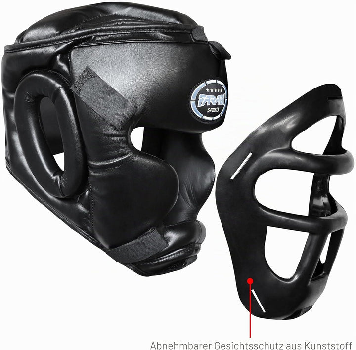 Farabi Sports Kopfschutz Frontbügel Grillschutz Krav MAGA Kickboxen Kopfschutz, Schwarz