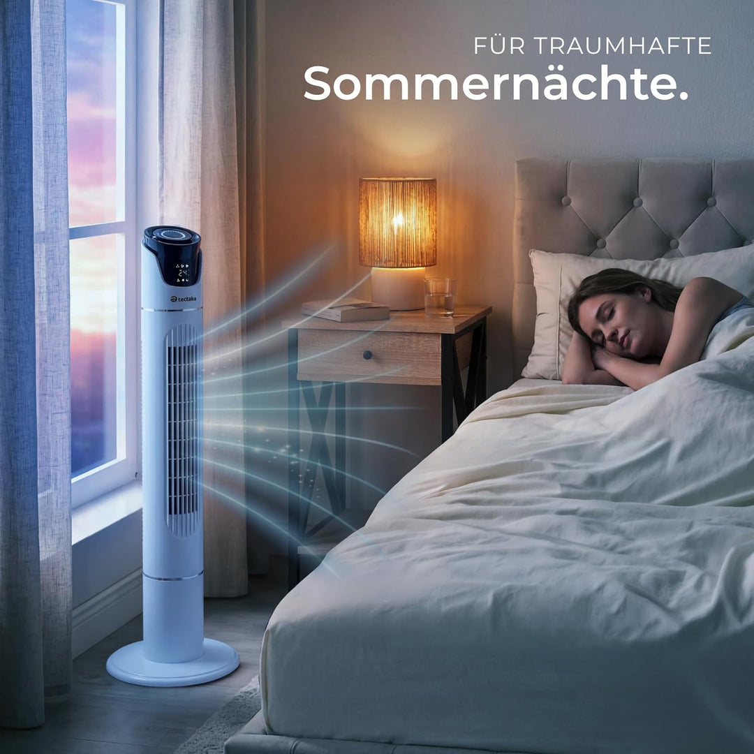tectake® Ventilator gross mit Fernbedienung, Ventilator oszillierend mit 3 Geschwindigkeitsstufen, T