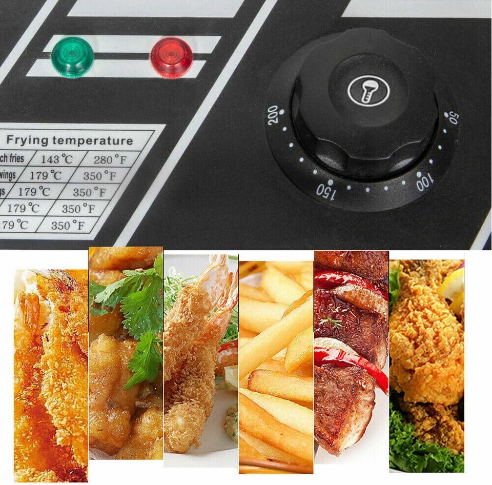 Elektrische Friteuse mit Fett 2500W 6 L Kommerzielle Fritteusen Edelstahl Kaltzonen Fritöse, Profi G