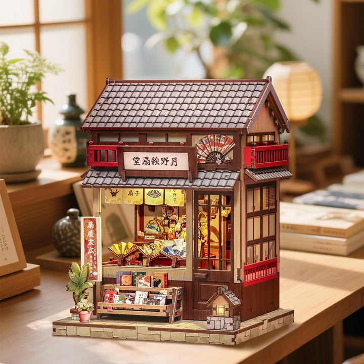 Fsolis Book Nook Japan Booknook Bausatz für Erwachsene, 3D-Holzpuzzles Buchecke, DIY-Miniaturhaus-Se