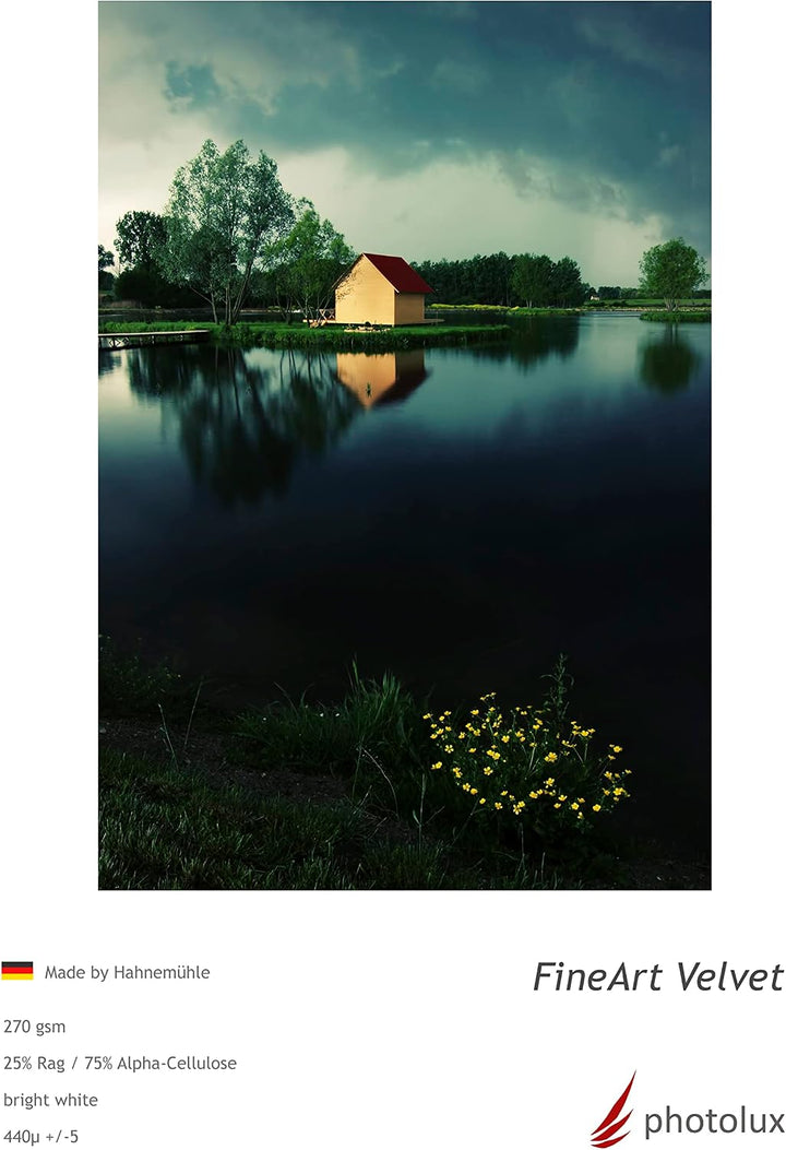 Photolux FineArt Velvet 270 gsm Matt Fotopapier in Premiumqualität 44 Zoll (1,118x15m) Rolle Rolle: