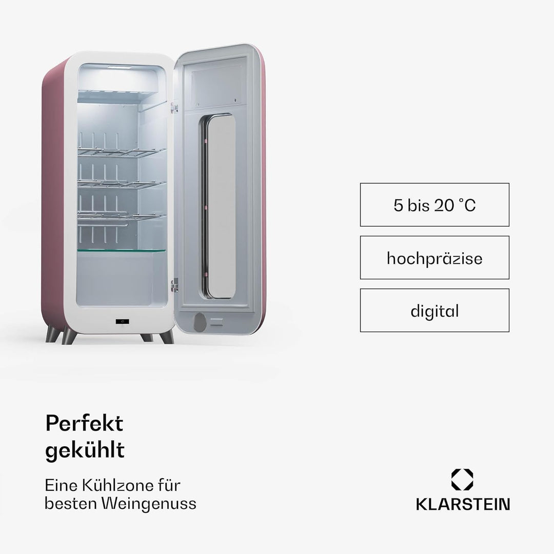 Klarstein Freistehender Weinkühlschrank 1 Zone, Getränkekühlschrank Klein, Kleiner Weinschrank, Wein