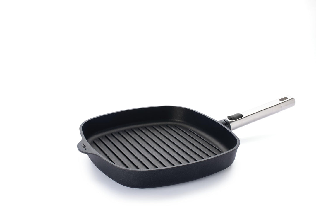 Woll – Diamond Logic XR Pro Grillpfanne 28 x 28 cm viereckig – Aluguss Induktion Pfanne mit Grillril