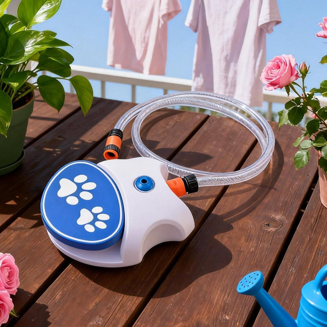 Step on Hunde-Wasserbrunnen | -Trinkspender mit 162 cm Schlauch – Pfotenaktivierter Hunde-Sprinkler,