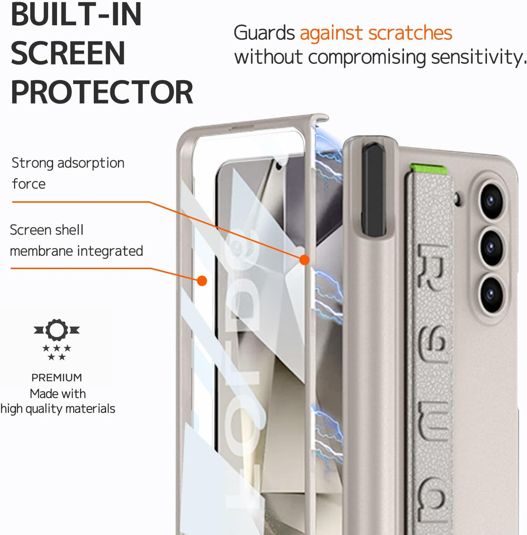 NINKI für Samsung Galaxy Z Fold 6 Armband Schutzhülle mit schwarz Stift,Magnetisches Scharnier handy