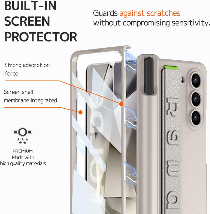NINKI für Samsung Galaxy Z Fold 6 Armband Schutzhülle mit schwarz Stift,Magnetisches Scharnier handy