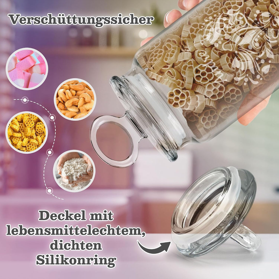 Print Royal PR Personalisierte Keksdose aus Glas mit Gravur - 1100 ml - Liebe meines Lebens mit Name