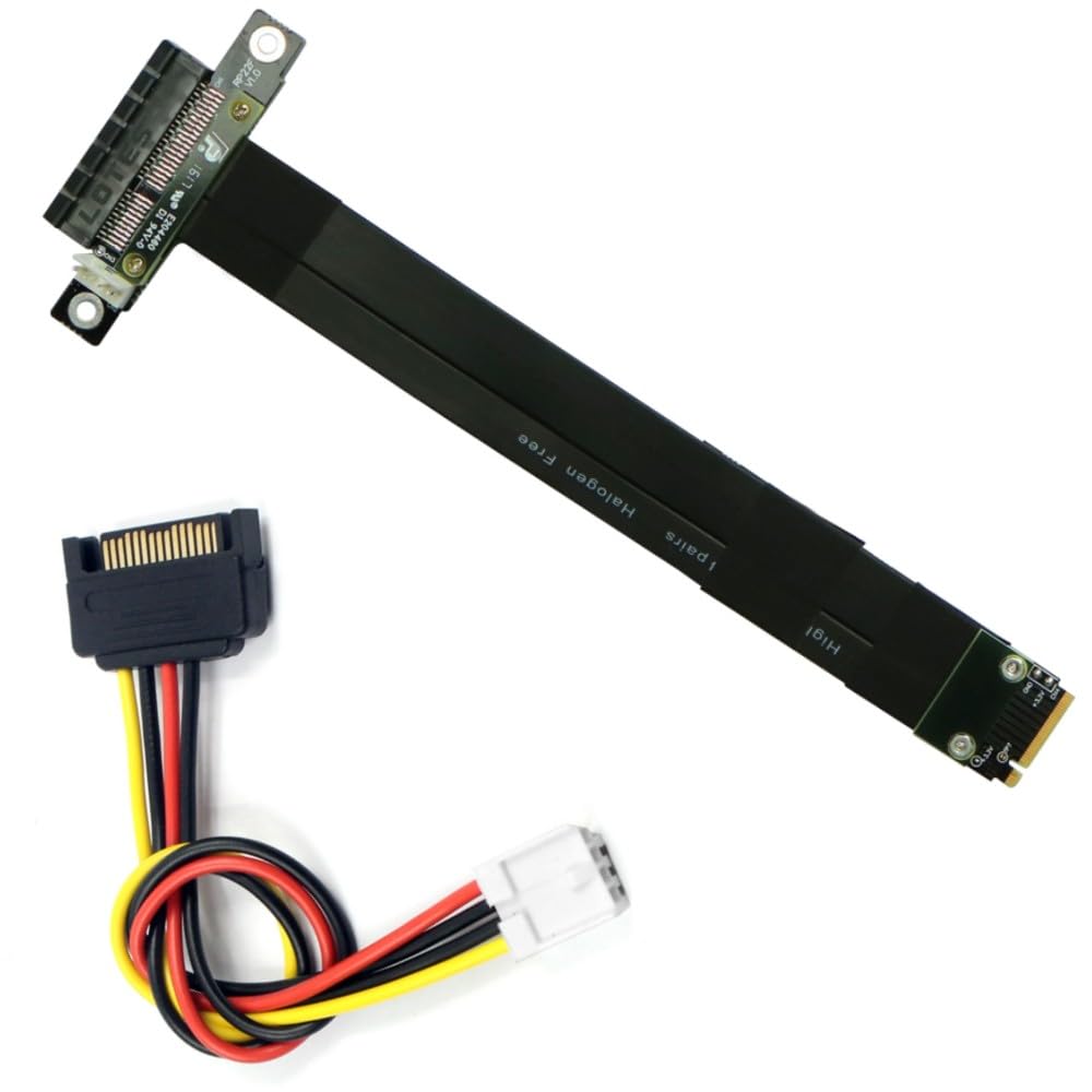 M.2 NGFF NVMe M Key to PCIE 3.0 4X Extension Cable Extender Riser Cable, Black, Straight to Straight