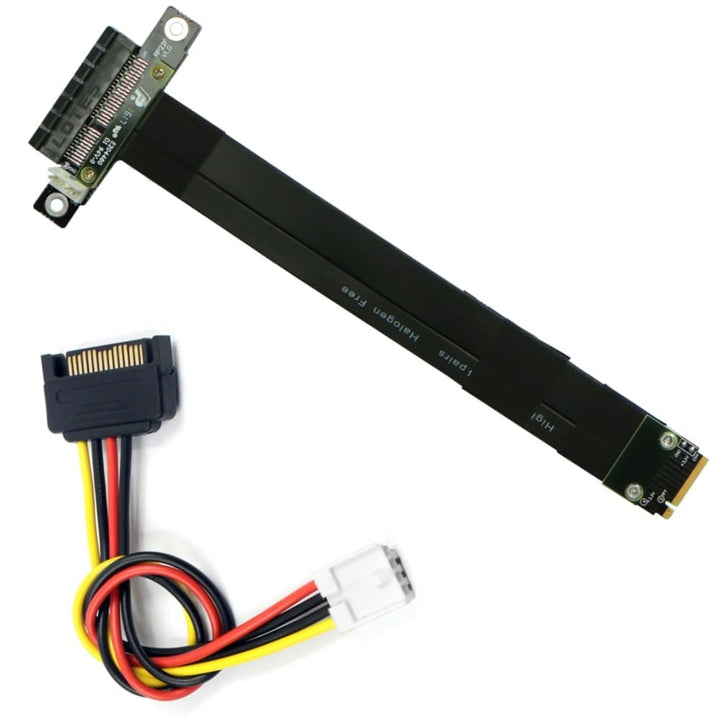 M.2 NGFF NVMe M Key to PCIE 3.0 4X Extension Cable Extender Riser Cable, Black, Straight to Straight