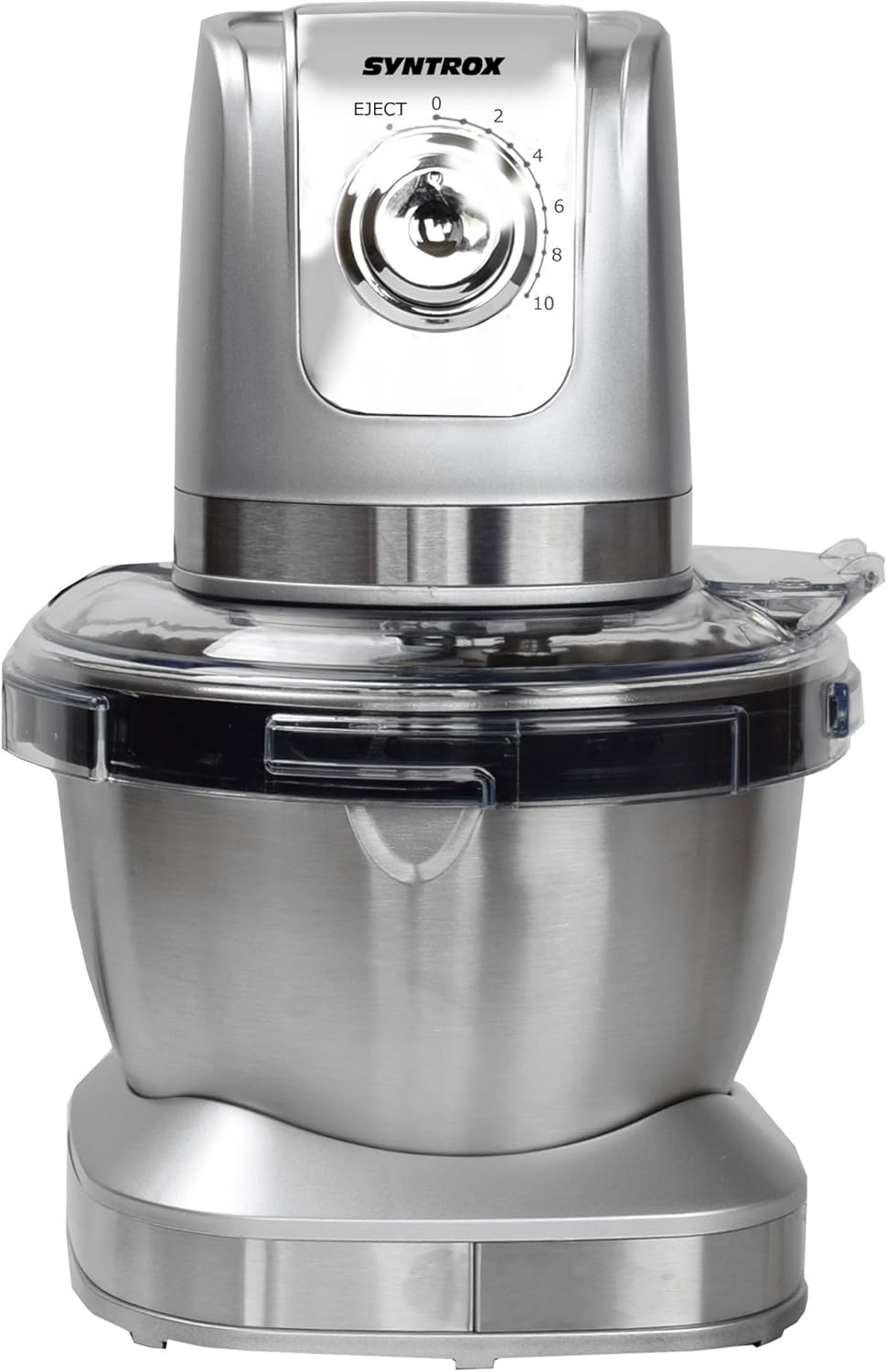 Syntrox Germany KM-600W Küchenmaschine Knetmaschine Mixer, Edelstahl-Behälter, 4 Liter, silber