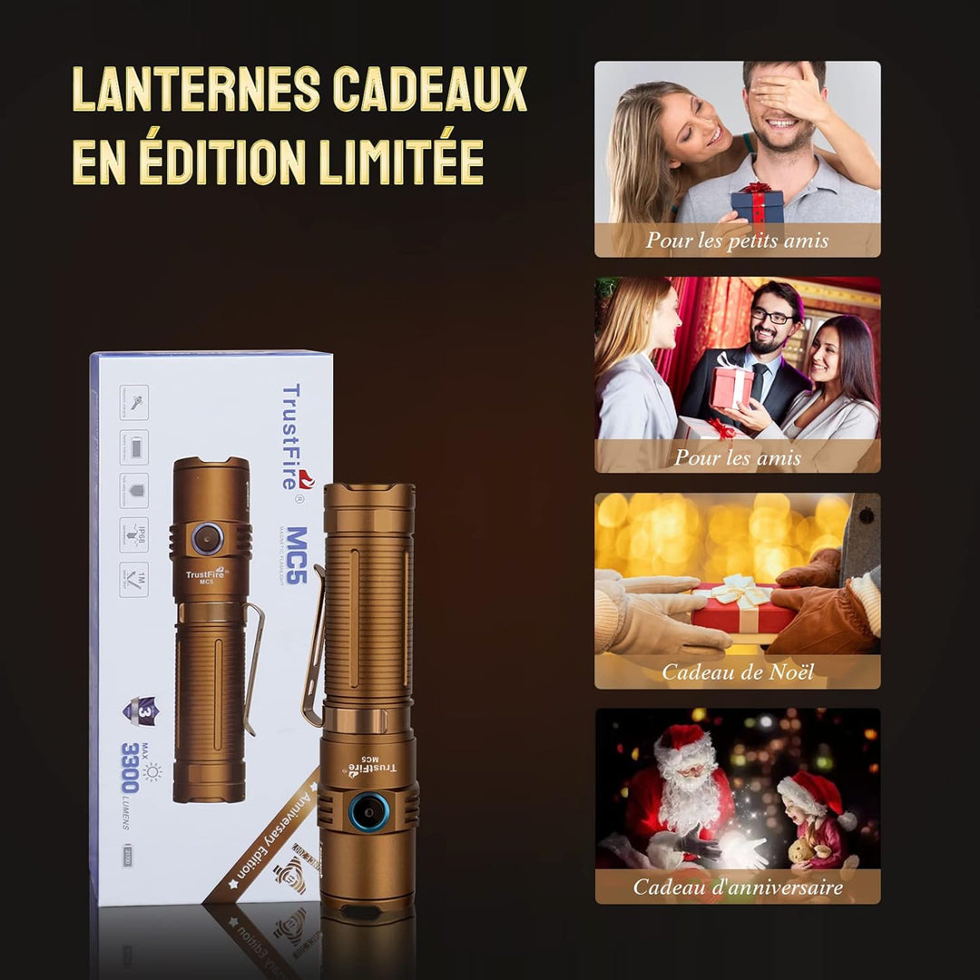 TrustFire Magnetische Taschenlampe MC5 EDC Taschenlampe 3300 Lumen LED wiederaufladbar Taschenlampe