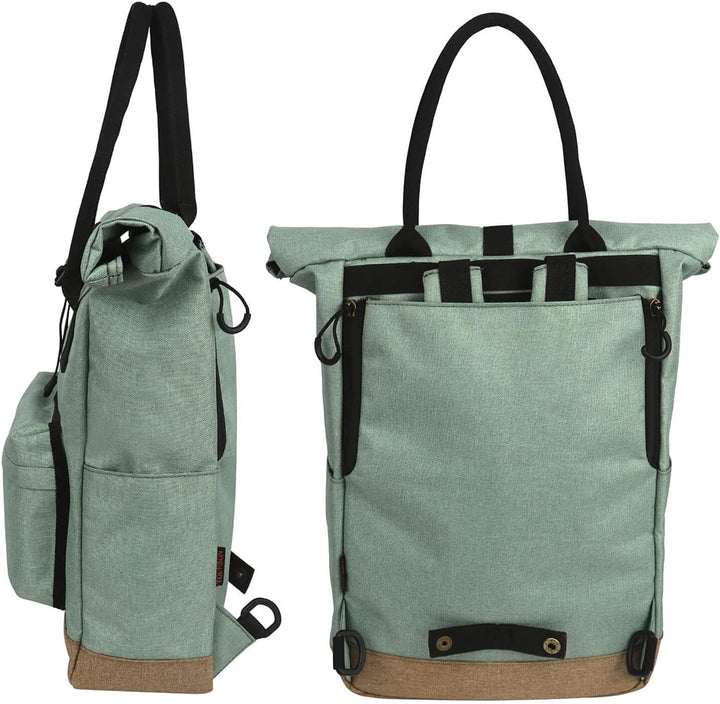 TOURBON Nylon Roll-Top Clip-on Market Shopper Fahrradtasche Rucksack Schulter Tote Bag Grün, Grün