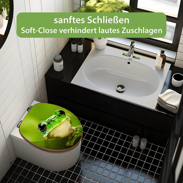 banjado Design WC Sitz Bambus Absenkautomatik 45,8x37,5cm - Toilettendeckel mit Absenkautomatik Holz