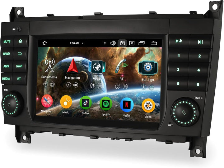 Erisin Android 11 Autoradio Mit GPS Navi für Mercedes Benz C-Klasse W203 CLC Klasse W203 C180 CLK Kl