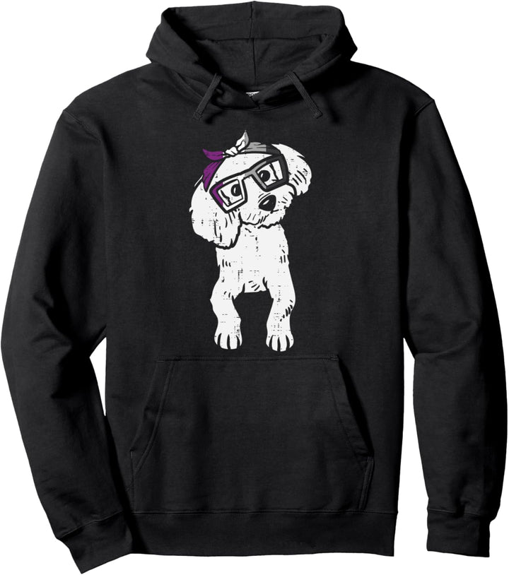 Poodle Dog Bandana LGBTQ Asexual Flag Ace Pride Ally Lover Pullover Hoodie