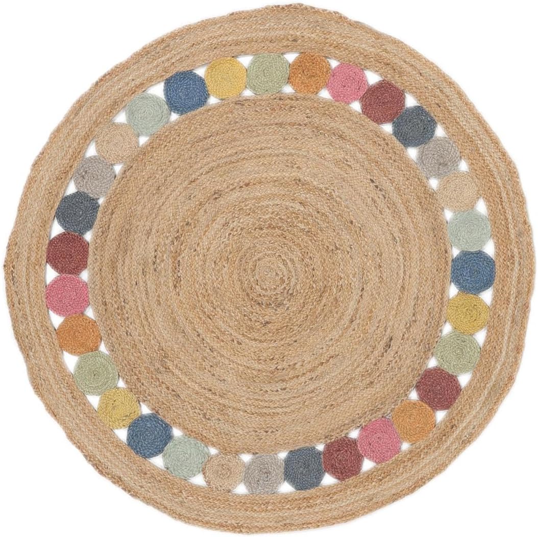 RugVista, Dottie Jute, In & Outdoor Teppich, Hochflor Teppich, Ø 150 cm, Rund, Modern, Jute, Flur, C
