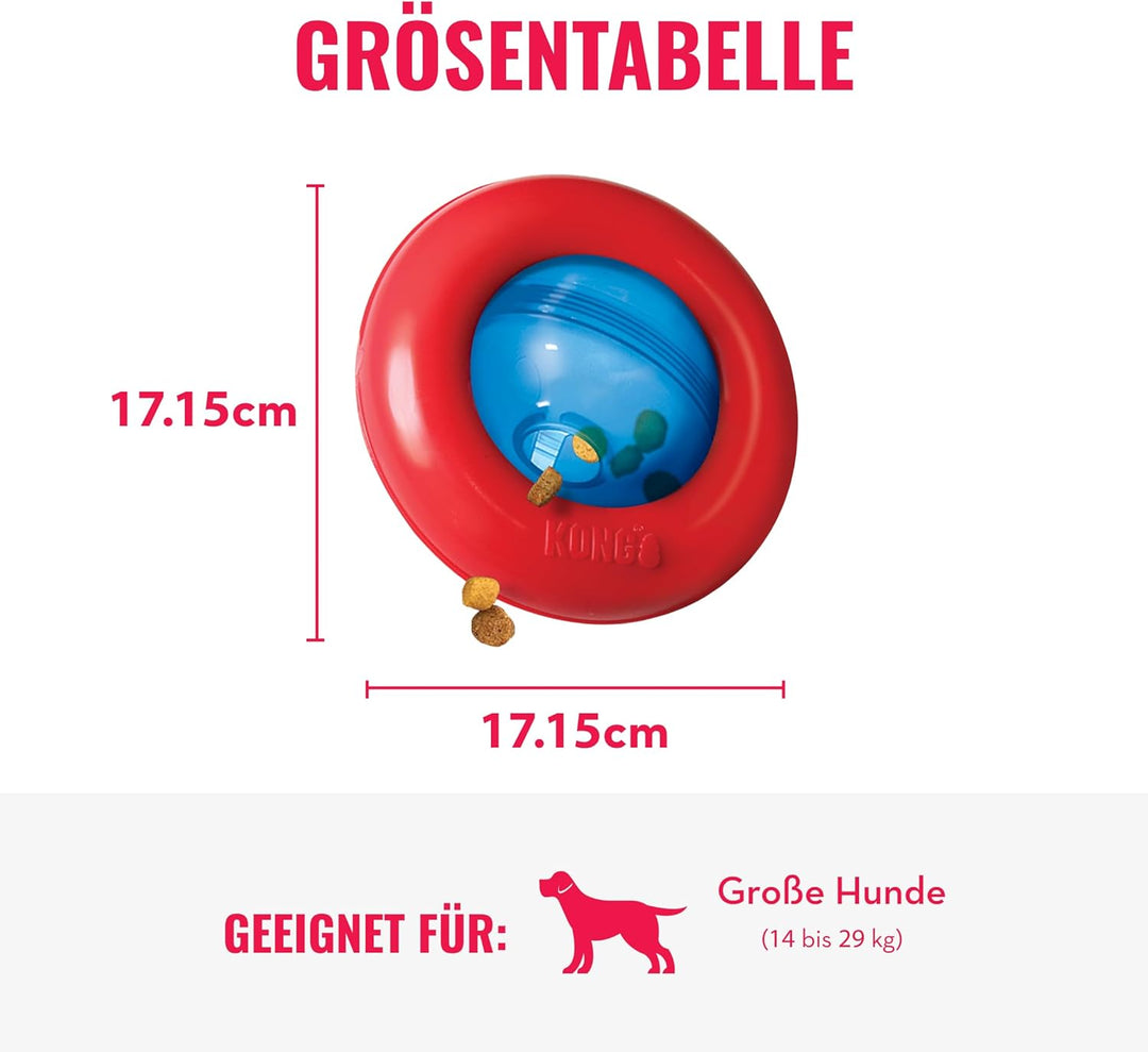 KONG Gyro - Interaktives Hundespielzeug mit Leckerlispender - Slow Feeder für Gesundes Fressen - Für