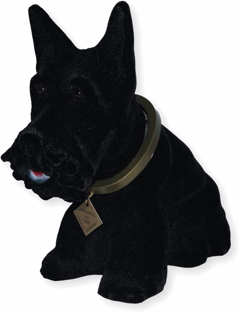 RAKSO Wackel Figur Hund Scottish Terrier Wackelfigur H 22 cm schwarz gross Dekofigur mit Wackelkopf
