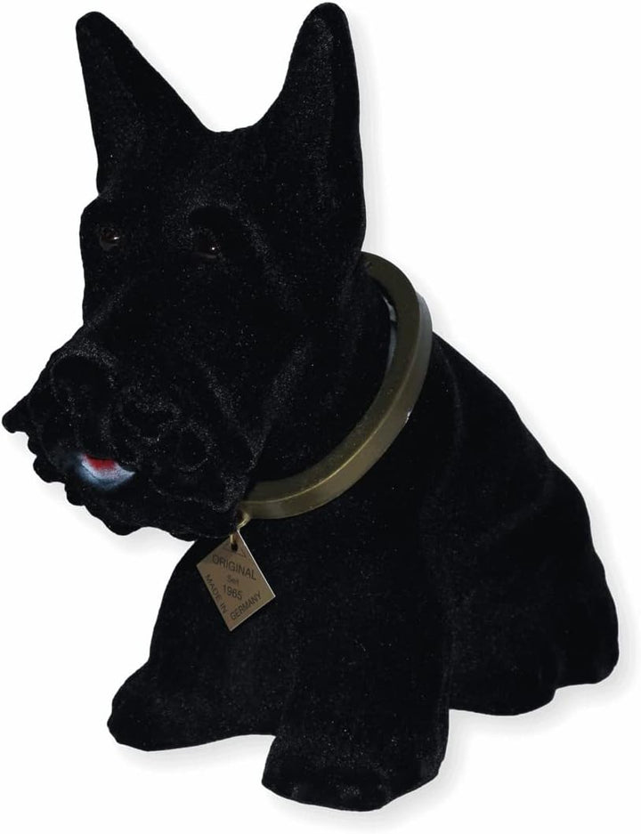 RAKSO Wackel Figur Hund Scottish Terrier Wackelfigur H 22 cm schwarz gross Dekofigur mit Wackelkopf
