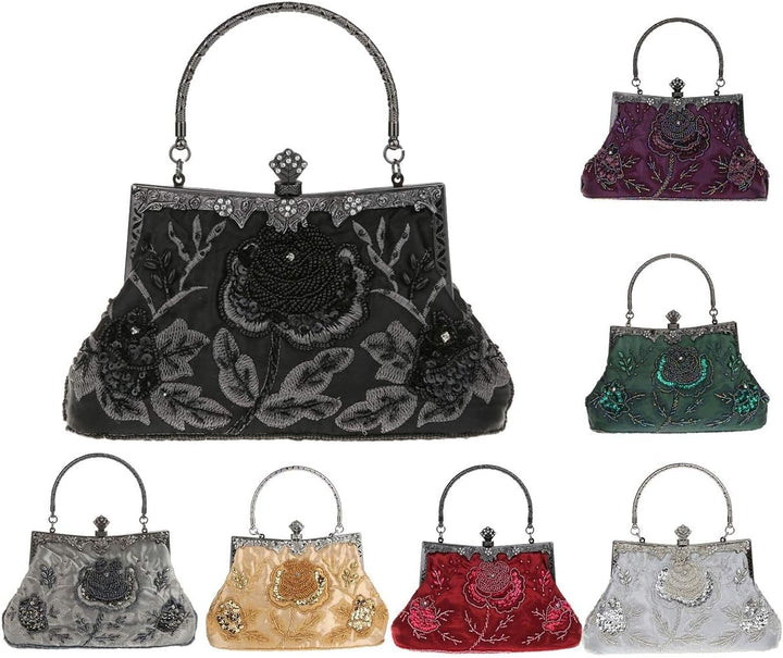 Ro Rox Marie Vintage 1920er Flapper Gatsby Peaky Blinders Party Abendhandtasche Gold, Gold
