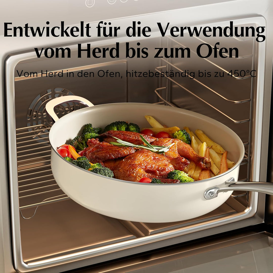 Redchef Bratpfanne 28cm, Pfanne mit Deckel Antihaft Beschichtung Keramikpfanne, Bratpfannen Induktio