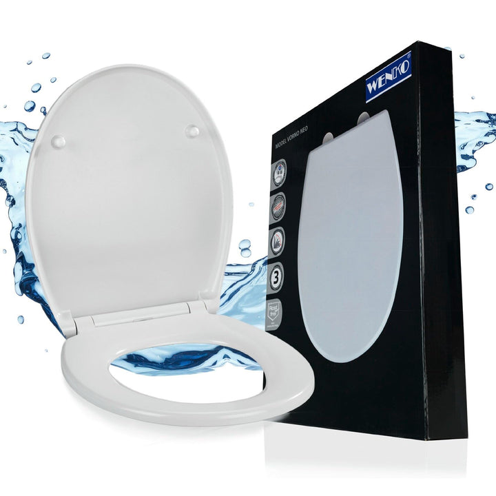 WENKO Toilettendeckel mit Absenkautomatik, oval, belastbar bis 175 kg, Klodeckel aus antibakterielle