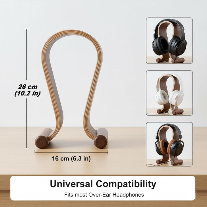 Kopfhörerhalter Holz, Kopfhörer Ständer, Kopfhörer Halter, U Form, Walnussholz, Universal, Umweltfre