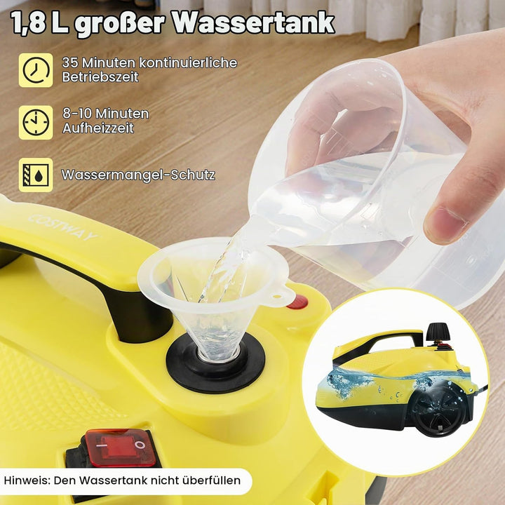 GOPLUS Dampfreiniger, Dampfdruck: 5 bar | Aufheizzeit: 8 min | Leistung: 2000W | Tank: 1,8 L | mit B