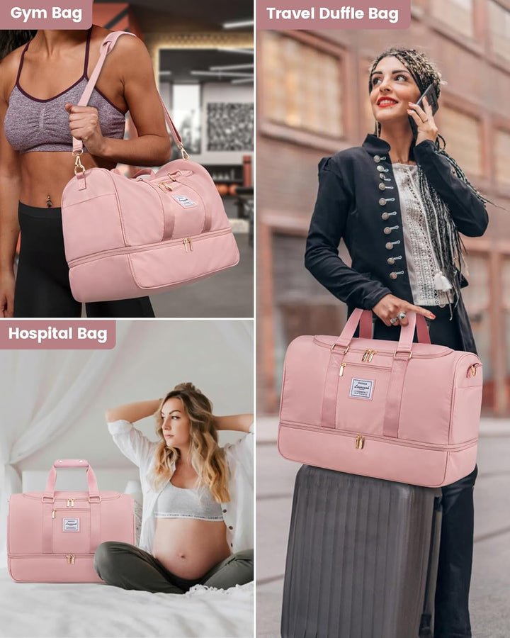 LOVEVOOK Reisetasche Sporttasche Damen, Kliniktasche Geburt Weekender Damen mit Kulturtasche, Schuhf