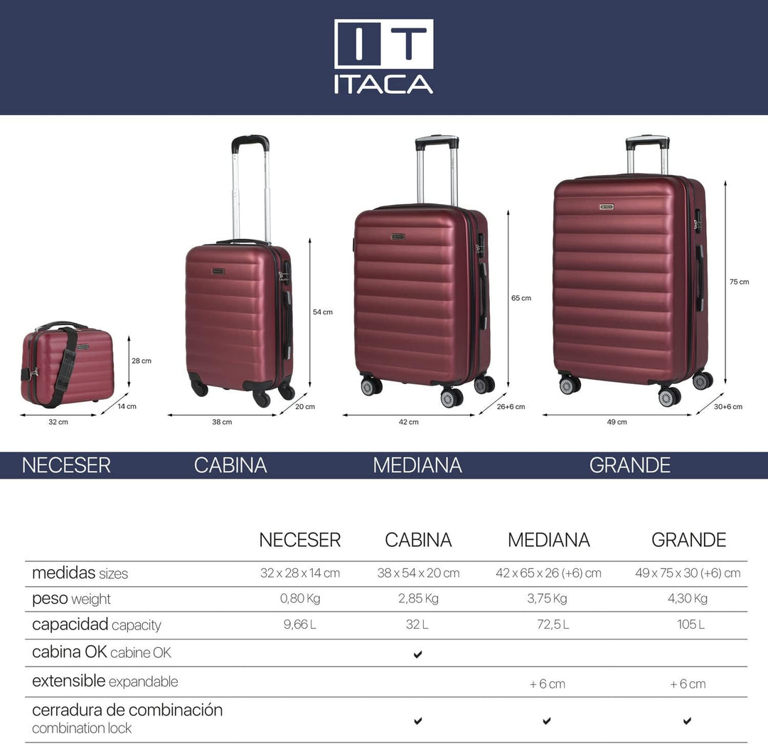 ITACA - Hartschalenkoffer Gross, Reisekoffer Mit Rollen Gross - Robustes Reisegepäck Als Aufgabegepä
